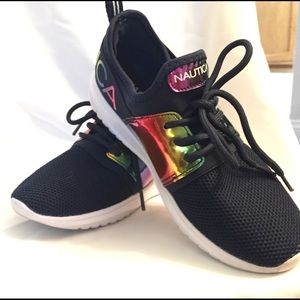 Girls Nautica shoes rainbow black size 2